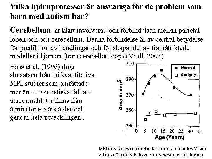 Vilka hjärnprocesser är ansvariga för de problem som barn med autism har? Cerebellum är