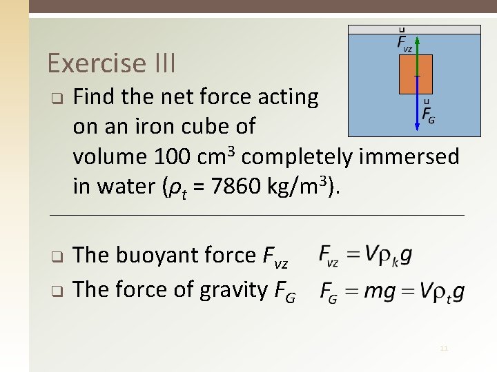 Exercise III q q q Find the net force acting on an iron cube
