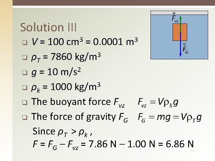 Solution III q q q V = 100 cm 3 = 0. 0001 m
