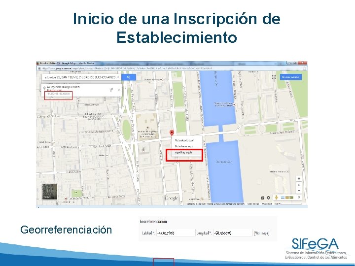 Inicio de una Inscripción de Establecimiento Georreferenciación 