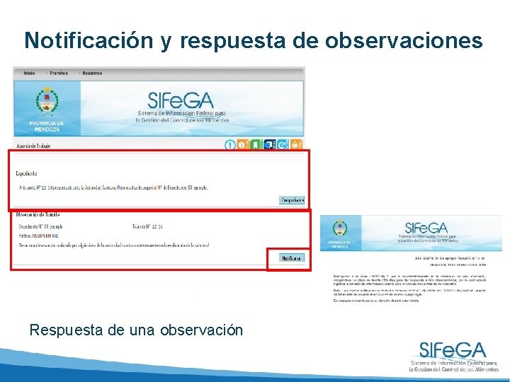 Notificación y respuesta de observaciones Respuesta de una observación 