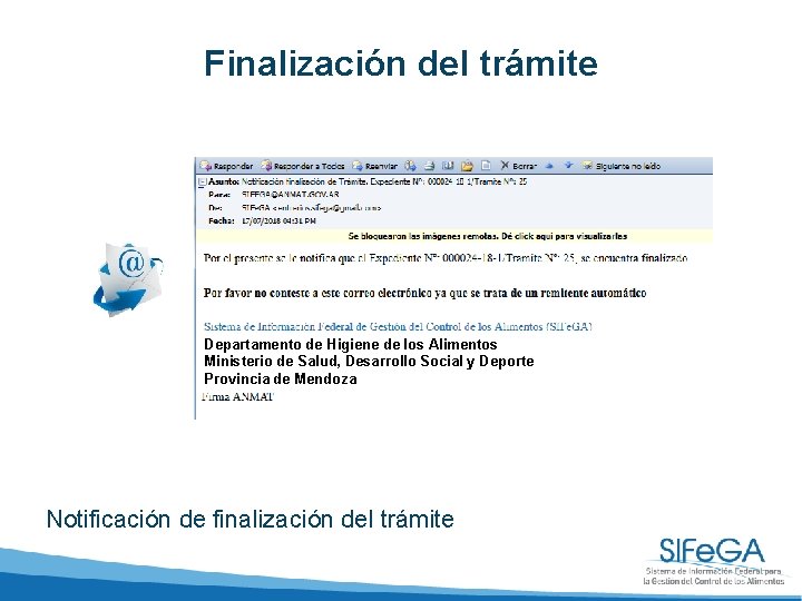 Finalización del trámite Departamento de Higiene de los Alimentos Ministerio de Salud, Desarrollo Social