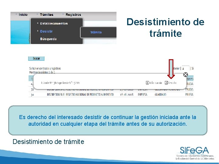 Desistimiento de trámite Es derecho del interesado desistir de continuar la gestión iniciada ante