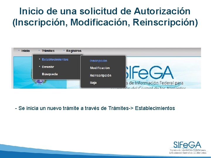 Inicio de una solicitud de Autorización (Inscripción, Modificación, Reinscripción) - Se inicia un nuevo