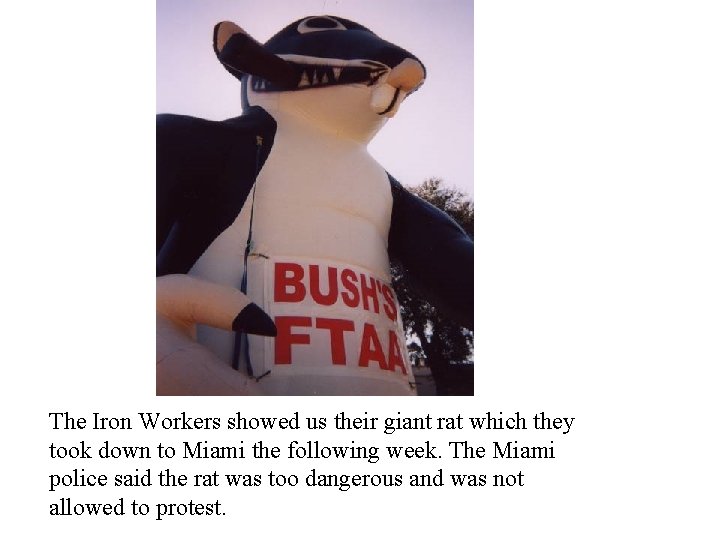 The Iron Workers showed us their giant rat which they took down to Miami