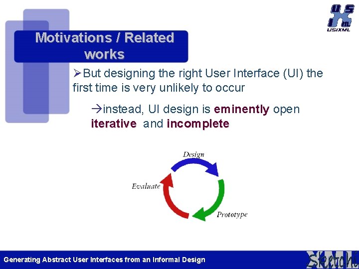 Motivations / Related works ØBut designing the right User Interface (UI) the first time Motivations / Related works ØBut designing the right User Interface (UI) the first time