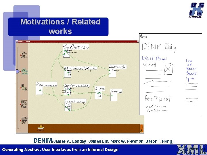 Motivations / Related works DENIM(James A. Landay, James Lin, Mark W. Newman, Jason I. Motivations / Related works DENIM(James A. Landay, James Lin, Mark W. Newman, Jason I.