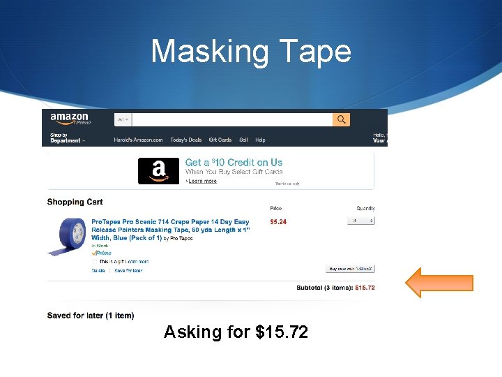 Masking Tape Asking for $15. 72 