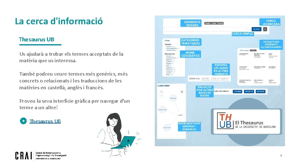 La cerca d'informació Thesaurus UB Us ajudarà a trobar els termes acceptats de la