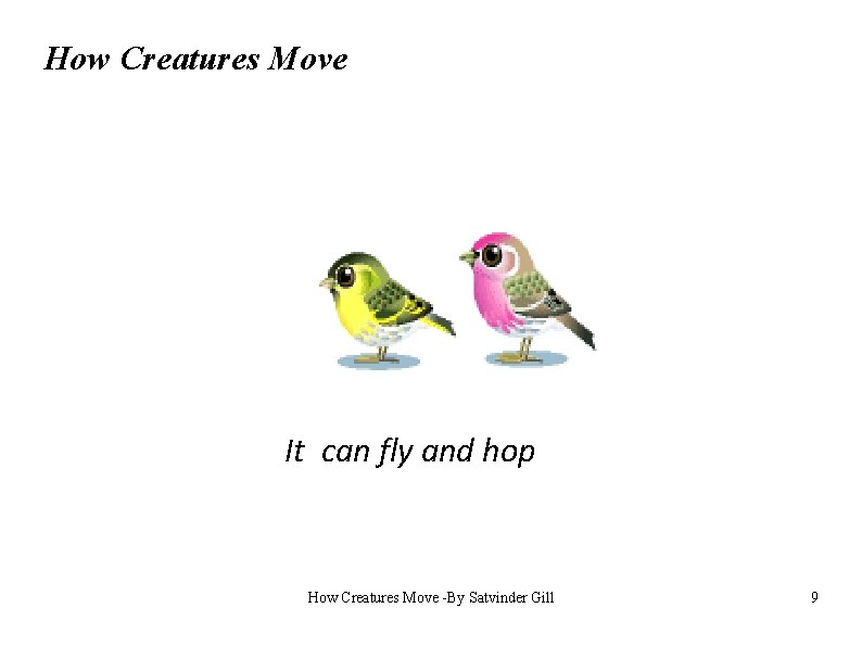 How Creatures Move It can fly and hop How Creatures Move -By Satvinder Gill