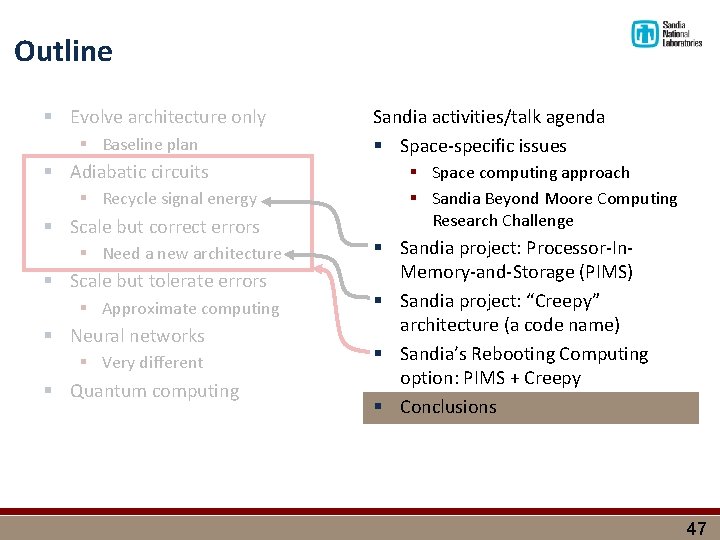 Outline § Evolve architecture only § Baseline plan § Adiabatic circuits § Recycle signal