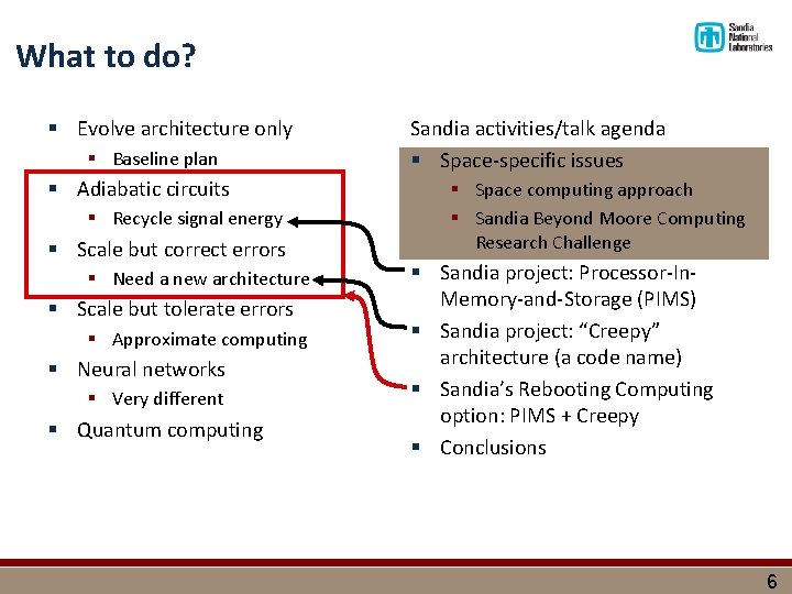 What to do? § Evolve architecture only § Baseline plan § Adiabatic circuits §