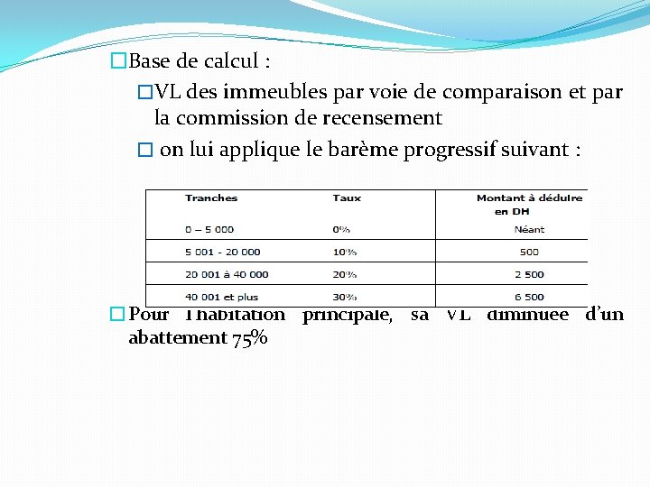 �Base de calcul : �VL des immeubles par voie de comparaison et par la