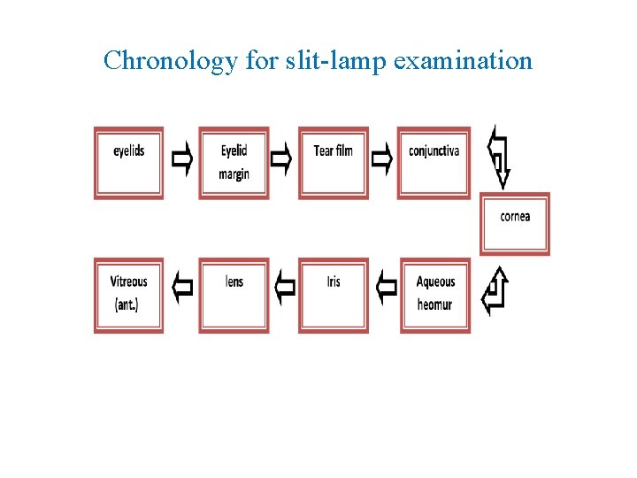Chronology for slit-lamp examination 