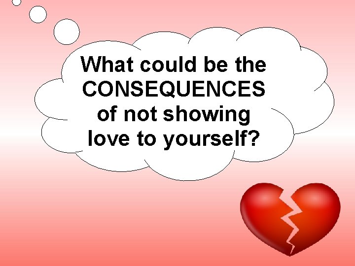 What could be the CONSEQUENCES of not showing love to yourself? 