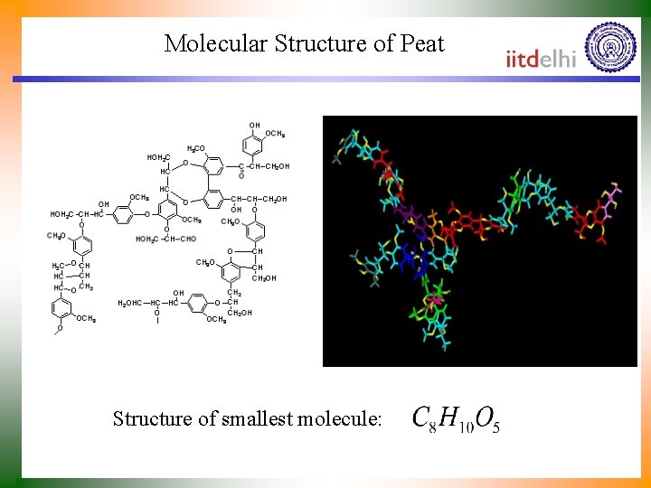 Molecular Structure of Peat Structure of smallest molecule: 