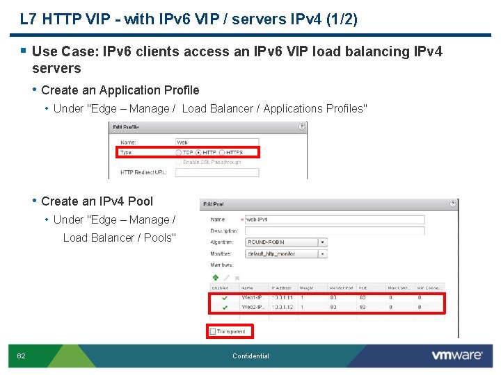 L 7 HTTP VIP - with IPv 6 VIP / servers IPv 4 (1/2)