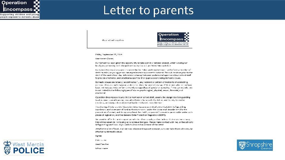 Letter to parents 