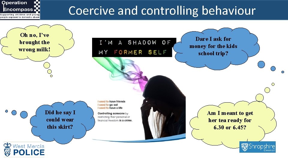 Coercive and controlling behaviour Oh no, I’ve brought the wrong milk! Did he say