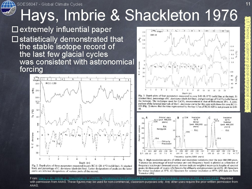 SOES 6047 - Global Climate Cycles � extremely influential paper � statistically demonstrated that