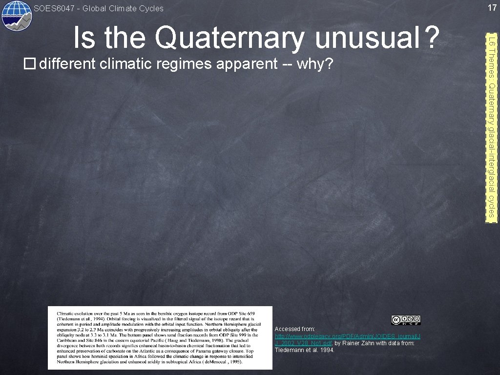 17 SOES 6047 - Global Climate Cycles � different climatic regimes apparent -- why?