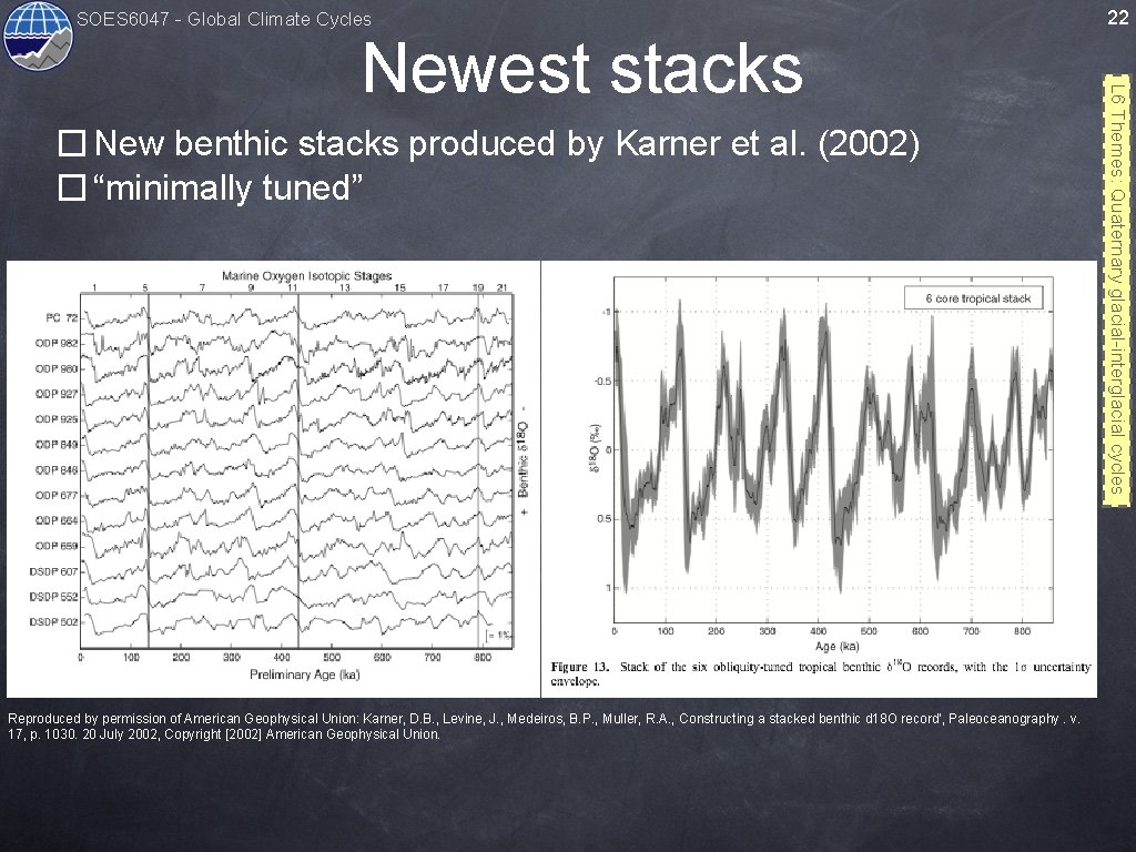 SOES 6047 - Global Climate Cycles � New benthic stacks produced by Karner et
