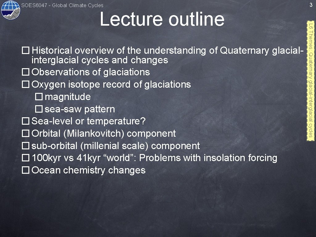 SOES 6047 - Global Climate Cycles � Historical overview of the understanding of Quaternary