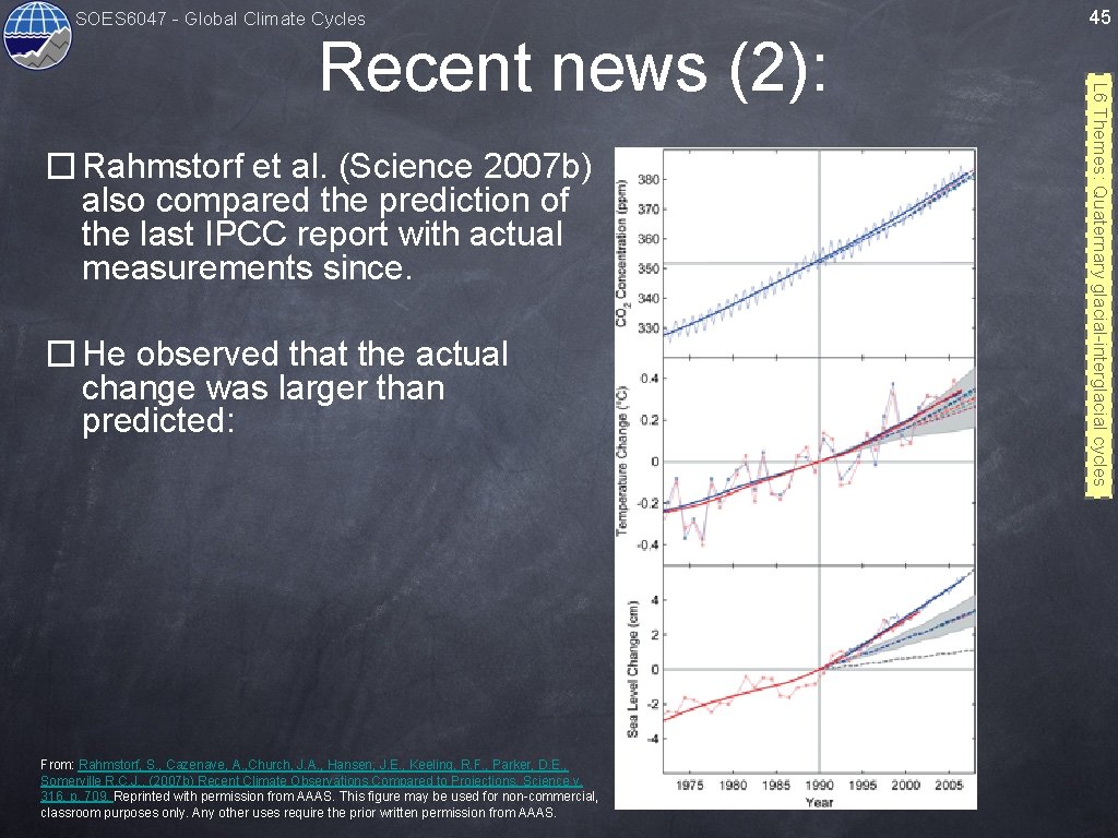 SOES 6047 - Global Climate Cycles � Rahmstorf et al. (Science 2007 b) also