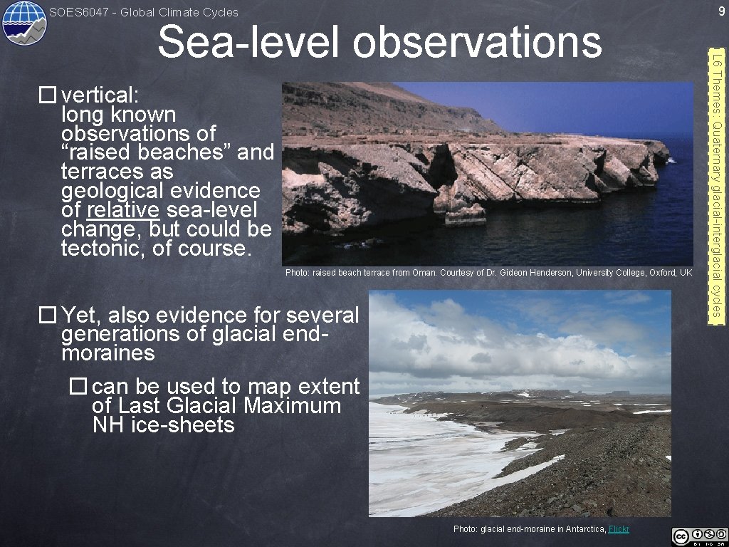 SOES 6047 - Global Climate Cycles � vertical: long known observations of “raised beaches”