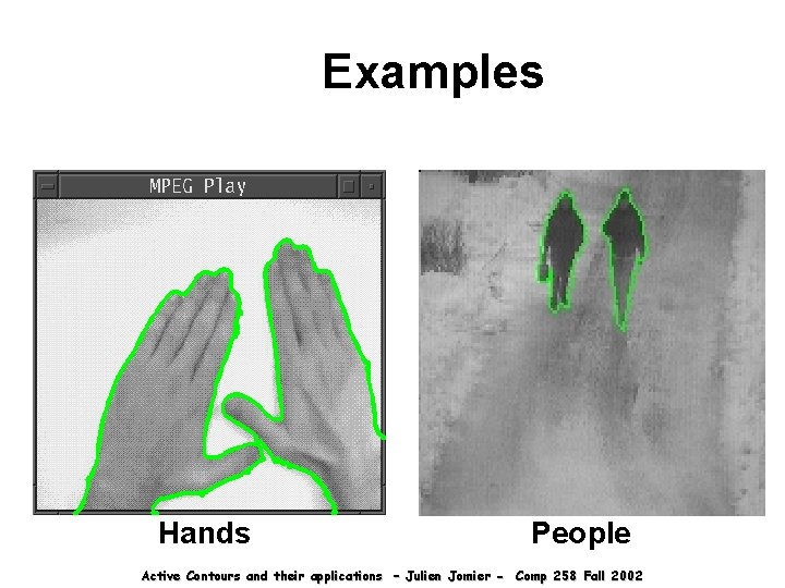 Examples Hands People Active Contours and their applications – Julien Jomier - Comp 258