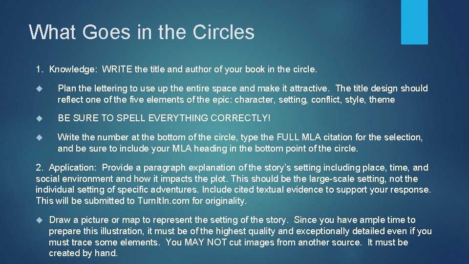 What Goes in the Circles 1. Knowledge: WRITE the title and author of your