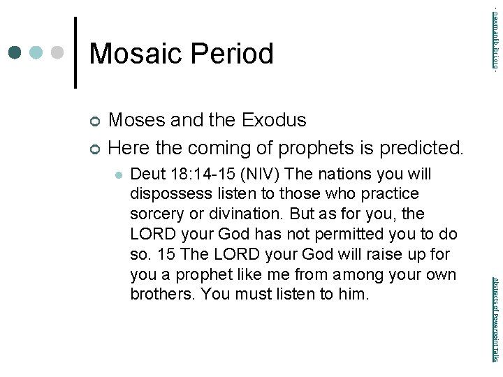 ¢ ¢ - newmanlib. ibri. org - Mosaic Period Moses and the Exodus Here