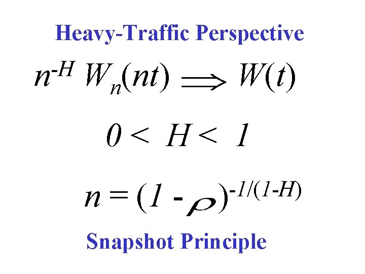 Heavy-Traffic Perspective -H n Wn(nt) W(t) 0< H< 1 n = (1 - -1/(1