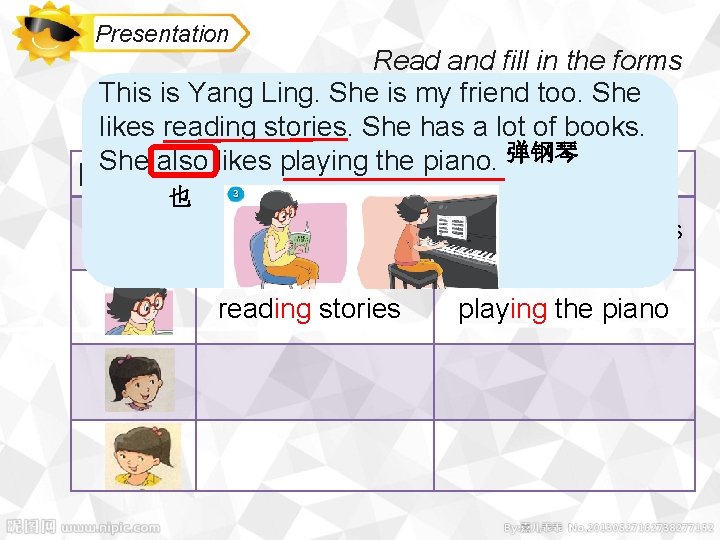 Presentation Read and fill in the forms This is Yang Ling. She is my