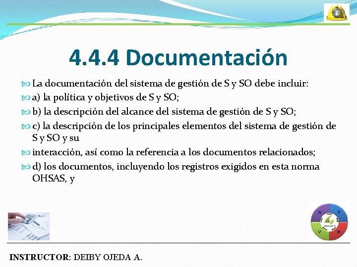 4. 4. 4 Documentación La documentación del sistema de gestión de S y SO