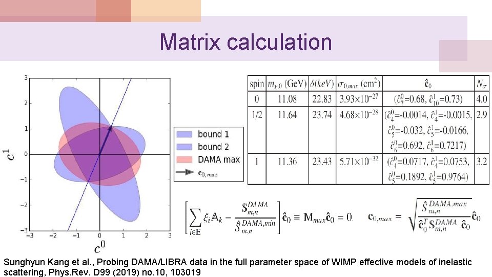 Matrix calculation Sunghyun Kang et al. , Probing DAMA/LIBRA data in the full parameter