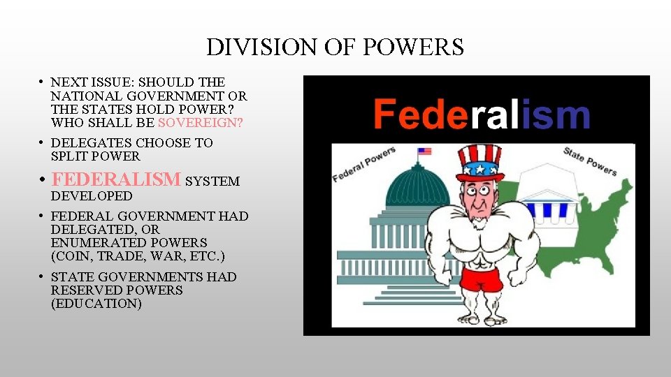 DIVISION OF POWERS • NEXT ISSUE: SHOULD THE NATIONAL GOVERNMENT OR THE STATES HOLD