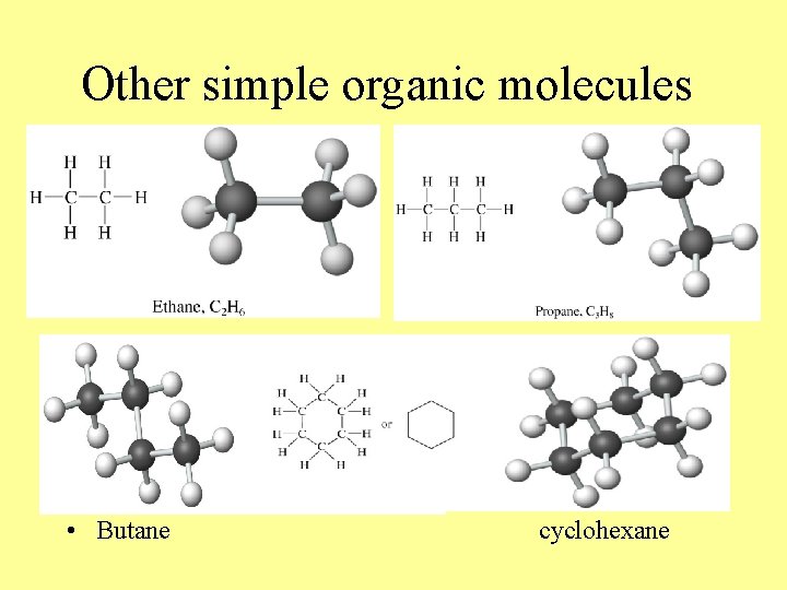 Other simple organic molecules • Butane cyclohexane 