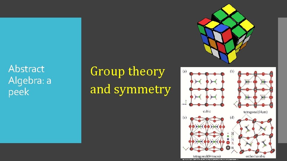 Abstract Algebra: a peek Group theory and symmetry https: //www. researchgate. net/publication/277722683_Intrinsic_Instability_of_the_Hybrid_Halide_Perovskite_Semiconductor_CH 3 NH