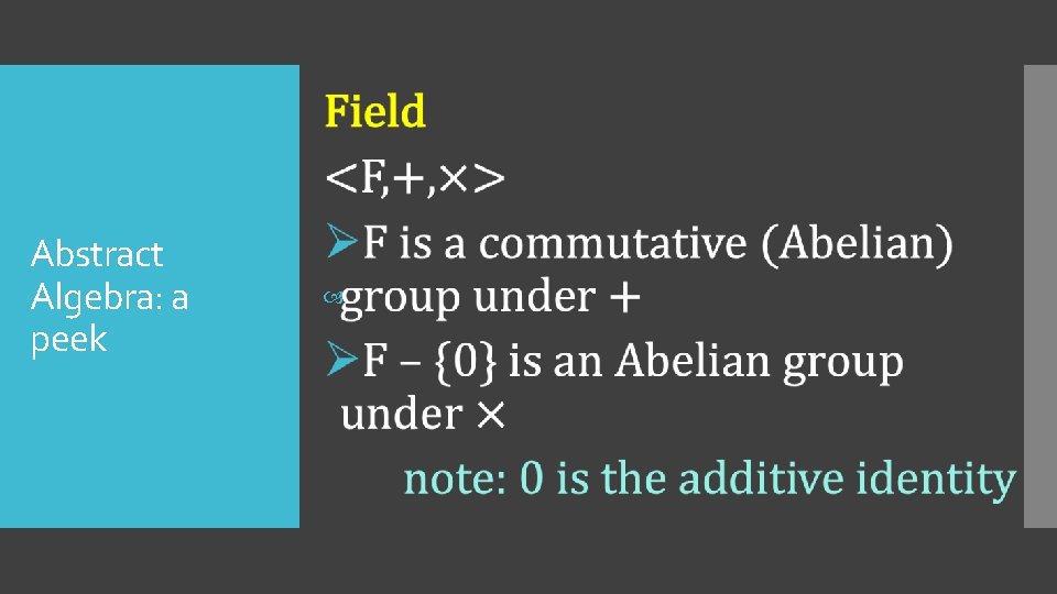 Abstract Algebra: a peek 