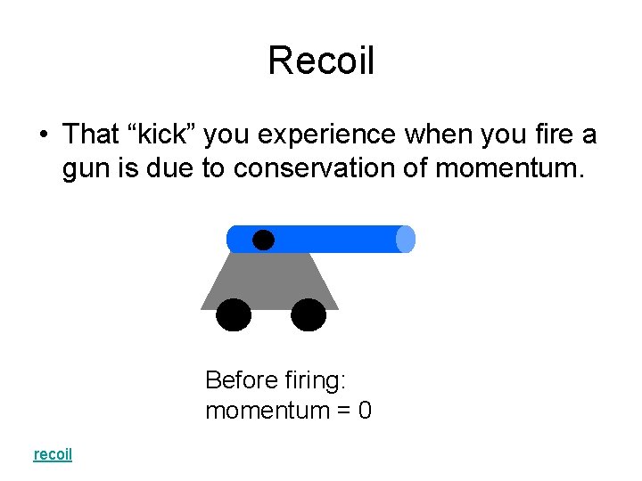 Recoil • That “kick” you experience when you fire a gun is due to