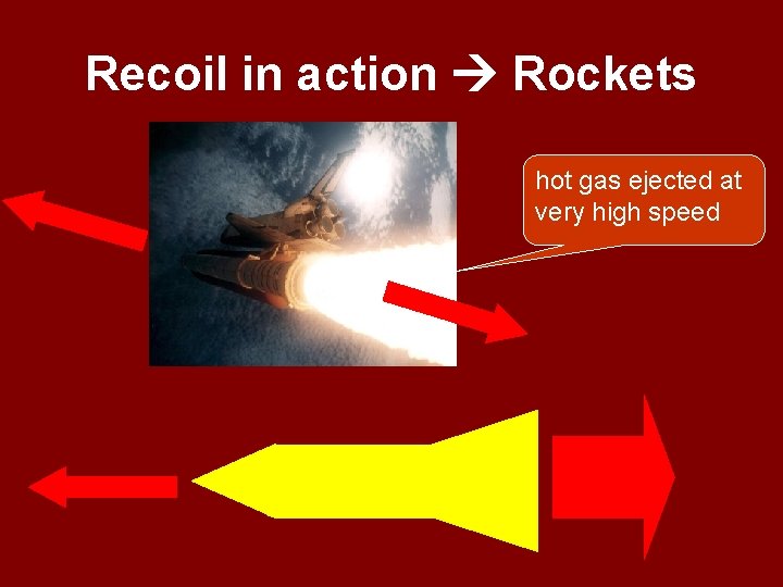 Recoil in action Rockets hot gas ejected at very high speed 