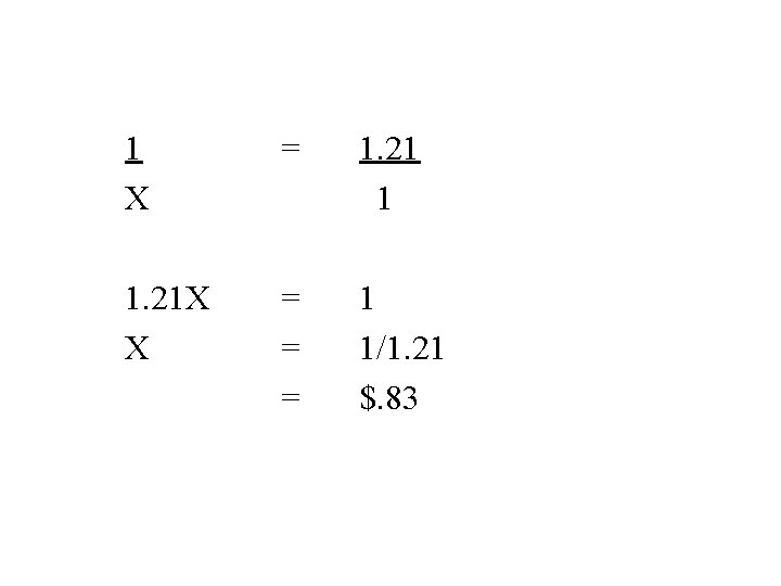 1 X = 1. 21 1 1. 21 X X = = = 1