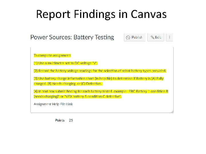 Report Findings in Canvas 