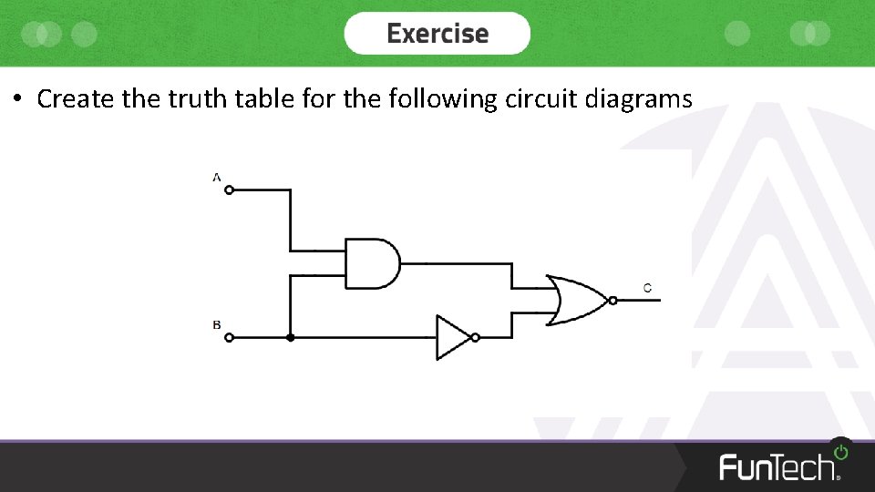  • Create the truth table for the following circuit diagrams 
