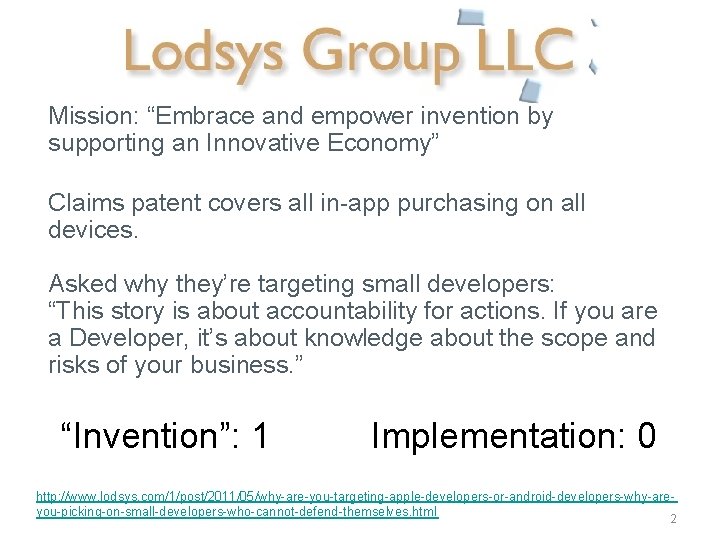 Mission: “Embrace and empower invention by supporting an Innovative Economy” Claims patent covers all Mission: “Embrace and empower invention by supporting an Innovative Economy” Claims patent covers all