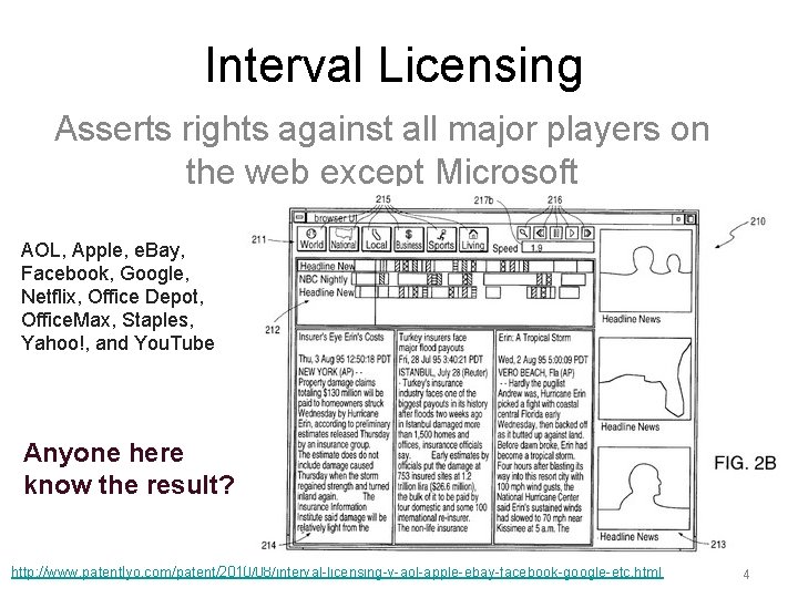 Interval Licensing Asserts rights against all major players on the web except Microsoft AOL, Interval Licensing Asserts rights against all major players on the web except Microsoft AOL,