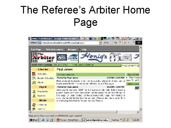 The Referee’s Arbiter Home Page 