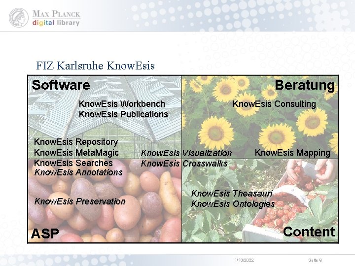 FIZ Karlsruhe Know. Esis Software Beratung Know. Esis Workbench Know. Esis Publications Know. Esis