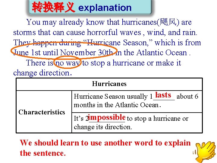 转换释义 explanation You may already know that hurricanes(飓风) are storms that can cause horrorful